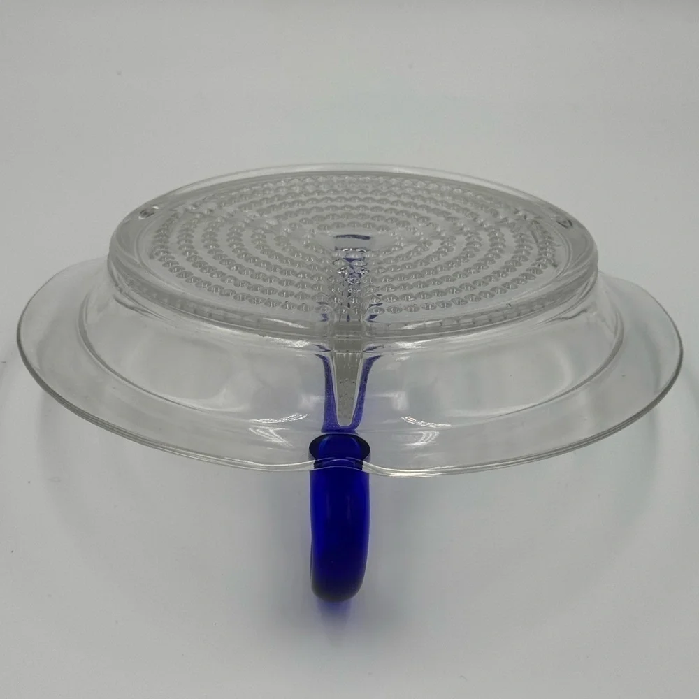 Vintage Duncan Miller Glass Teardrop Pattern Relish with Cobalt Blue Handle